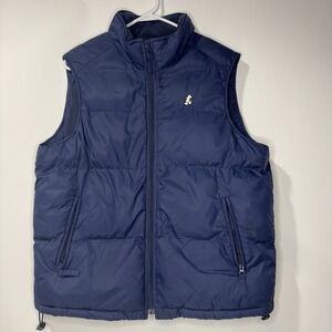 Disney Mickey Mouse Puffy Vest Navy Blue Size Medium Full Zip Fleece Lined